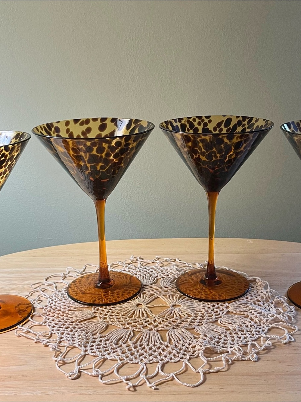 Set of Amber Tortoiseshell Martini Glasses